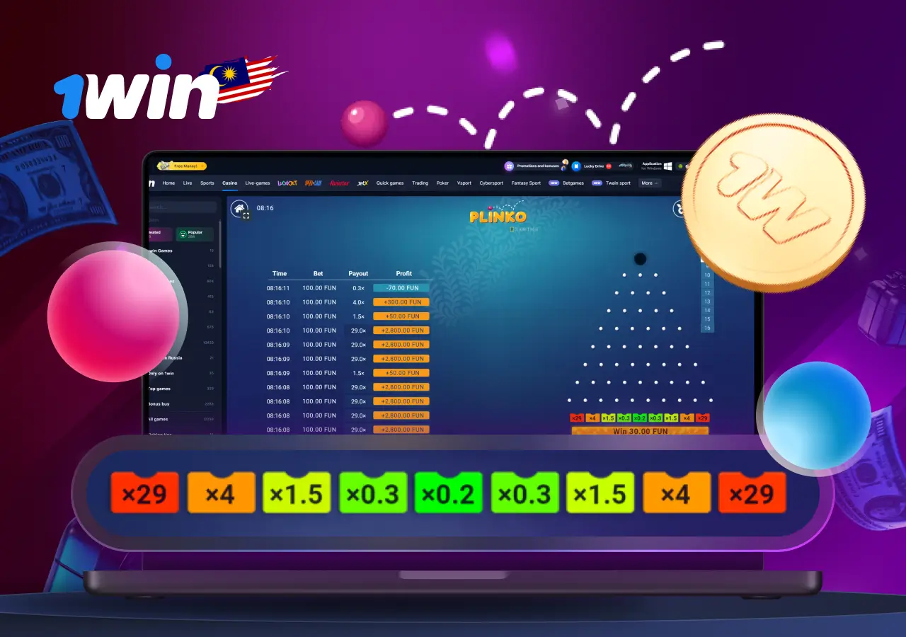 How to play the Plinko game at 1win casino